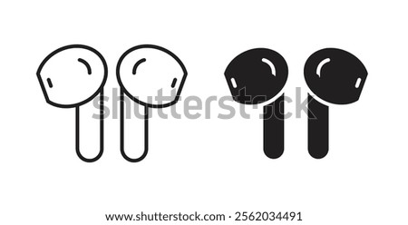 Air pods icons in flat and line style set.