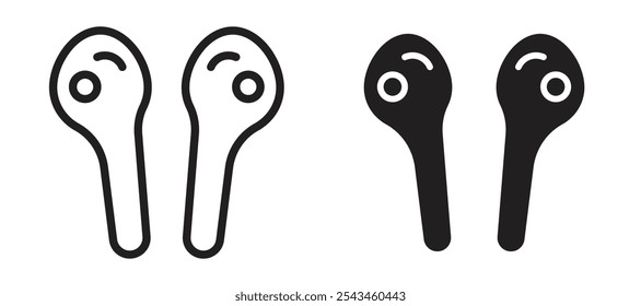 Air pods vector icon set in black.