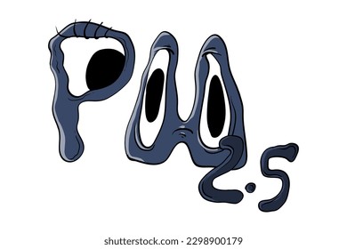 Air pollutant. Pm 2.5  in vector cartoon style. Vector illustration.