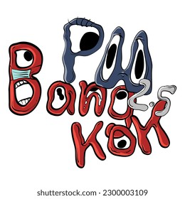 Contaminante del aire. Pm 2.5 en estilo de dibujos vectoriales. PM 2.5 problemas de polvo en Tailandia, Bangkok. Ilustración vectorial.