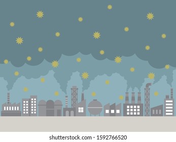 Air polluted cityscape. vector illustration.