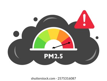 Air Pollution alert meter, PM 2.5 concept vector illustration.