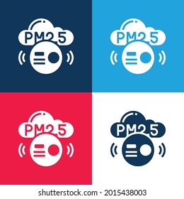 Air Pollution blue and red four color minimal icon set