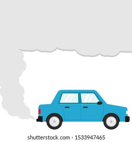 Air pollution, car pollution flat design vector illustration