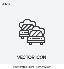 Contaminación del aire, ilustración de icono del vector del camión. Ui/Ux. Calidad superior.