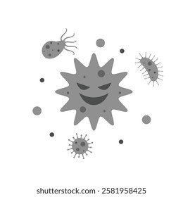 Air pollution cartoon vector. atmospheric aerosol particles or particulate matter. size comparison PM10 and PM2.5