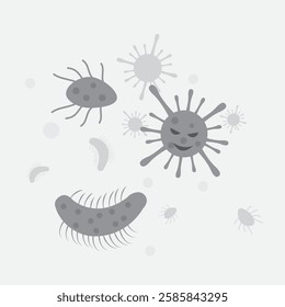 Air pollution cartoon vector. atmospheric aerosol particles or particulate matter. size comparison PM10 and PM2.5