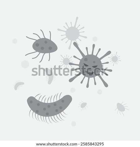 Air pollution cartoon vector. atmospheric aerosol particles or particulate matter. size comparison PM10 and PM2.5