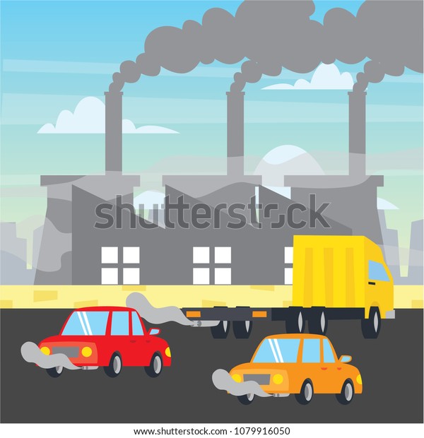 Air pollution collection series. Smoke and\
chemical air pollution\
poster.