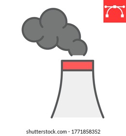 Air pollution color line icon, factory pollution and ecology, nuclear power sign vector graphics, editable stroke colorful linear icon, eps 10