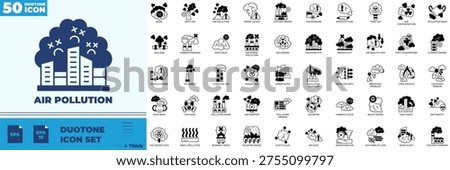 Air Pollution Duotone Editable Icons set