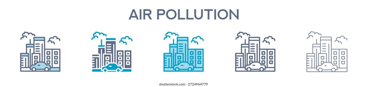 Elemento De Contaminación Del Aire Para Diseño Gráfico - Estilos Múltiples. Ilustración vectorial De Dos Colores Y Negro. Los Diseños Múltiples De Los Iconos Se Pueden Utilizar Para El Móvil, Ui, Web