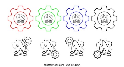 Air pollution, fire, burn vector icon in gear set illustration for ui and ux, website or mobile application