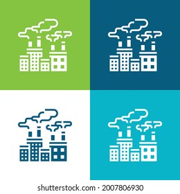 Contaminación del aire Plano conjunto de iconos mínimo de cuatro colores