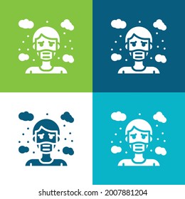 Luftverunreinigung vier Farben minimaler Icon Set