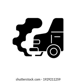 Air Pollution Glyph Icon. Exhaust Gases. Environmental Diseases Factor, Industrial Contamination. Urban Chemical Polution. Vector Isolated Outline Drawing. 