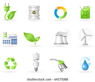 Air Pollution and Green Energy icon set