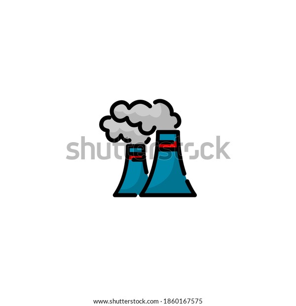 Air pollution icon. Ecology icon. Simple, flat,\
outline, black, color.