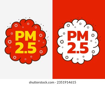 Icono de la contaminación del aire infografía PM 2.5, concepto de ilustración del virus Dust PM 2.5. Materia particulada de diámetro inferior a 2,5 micras. Concepto de atención médica.