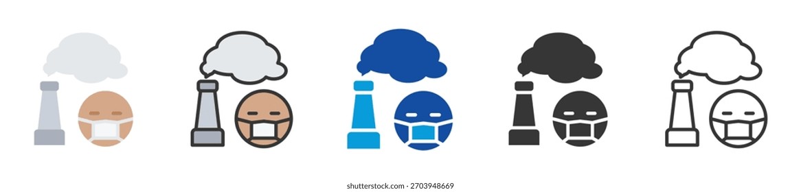 air pollution icon set multi style various collection