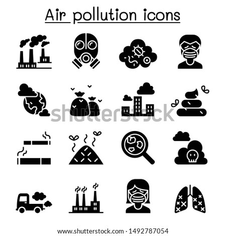 Air pollution icon set in thin line style