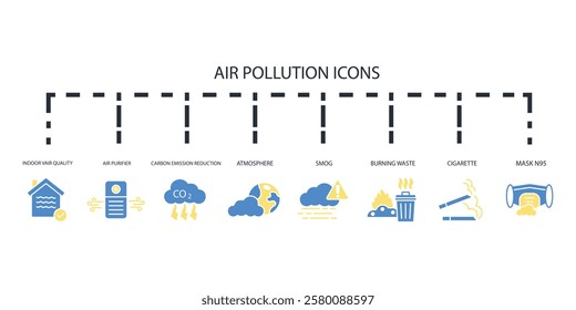 Air Pollution icon set.vector.Editable stroke.linear style sign for use web design,logo.Symbol illustration.