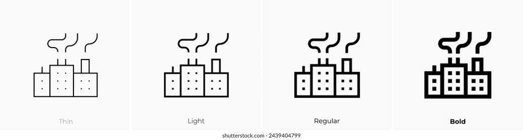 icono de contaminación del aire. Diseño de estilo fino, ligero, regular y audaz aislado sobre fondo blanco