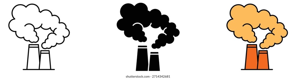 Vetor de ícone de Poluição do Ar. Poluição da indústria, símbolo de aquecimento global. ilustração vetorial.
