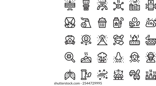 Air pollution icons High-Quality Vector Icons Collection with Editable Stroke. Ideal for Professional and Creative Projects.