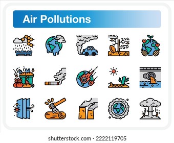 Air pollution Illustration Pack for Web Design, Poster, Brochure, Printing, Advertisement, etc.

