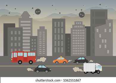 Air Pollution Illustration. Smog In City.