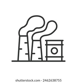Air pollution, in line design. Air, pollution, environment, smog, contamination, emissions on white background vector. Air pollution editable stroke icon.