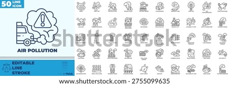 Air Pollution Line Editable Icons set
