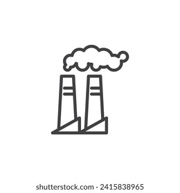 Air Pollution line icon. linear style sign for mobile concept and web design. Industrial chimneys with smoke outline vector icon. Symbol, logo illustration. Vector graphics