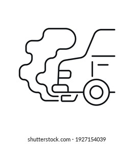 Air pollution linear icon. Exhaust gases. Environmental diseases factor, industrial contamination. Urban chemical polution. Vector isolated outline drawing. Editable stroke