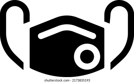 Air pollution mask icon. Simple solid glyph black icon. Isolated on white background. Vector illustration.