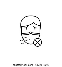 air pollution, mask, wrong icon. Element of air pollution for mobile concept and web apps icon. Thin line icon for website design and development, app development
