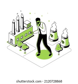 Air pollution - modern line isometry design style illustration