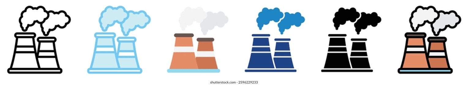 Air Pollution multi style, mini illustration icon. outline, flat, glyph, line color, UI, UX, app and web, digital or print. related to ecology and environment.