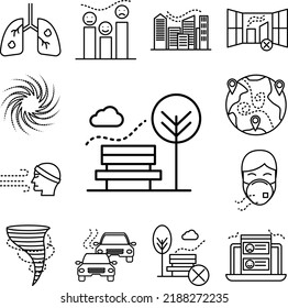 air pollution, park, tree icon in a collection with other items