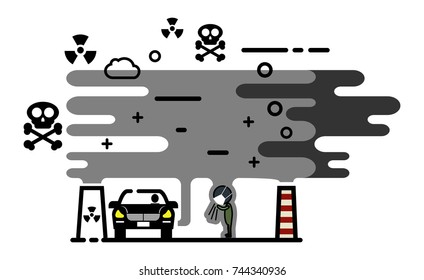 air pollution, pipe, car, man
