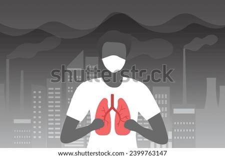 Air pollution PM 2.5 affects the respiratory system and lung vector illustration