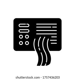 Air pollution sensor black glyph icon. Contamination filter. Fume detector. Maintenance control. Air purification. Home device. Silhouette symbol on white space. Vector isolated illustration