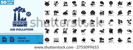 Air Pollution Solid Editable Icons set