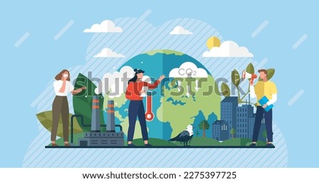 Air pollution source, dirty environment and polluted air. Save the planet. Earth day. People wearing mask. Urban air pollution. People clean environment earth. City smoke. Global eco balance planet