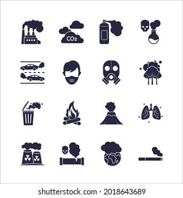 Air Pollution Vector flat Icons Set. flat simple isolated icons.