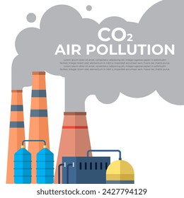 Air pollution vector illustration. The eco warriors battle against menacing forces air pollution contamination Global warming whispers warning about dangers unbridled air pollution