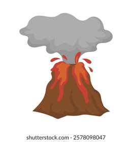 Air Pollution Vector Illustration - Erupting Volcano