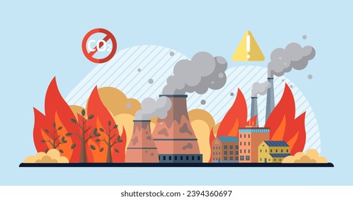 Air pollution vector illustration. Pollutions shadow looms large, specter haunting corridors our environmental conscience Emission reduction is battle cry against encroaching darkness air pollution