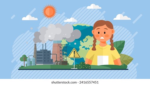 Air pollution vector illustration. Pollutions shadow looms large, specter haunting corridors our environmental conscience Emission reduction is battle cry against encroaching darkness air pollution